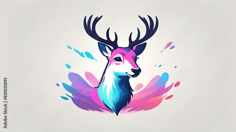 Elegant deer logo icon symbol emblem on the white background, Generative AI Elegant deer logo icon symbol emblem on the white background, Generative AI
