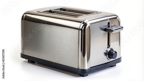 Modern stainless steel toaster isolated on white background