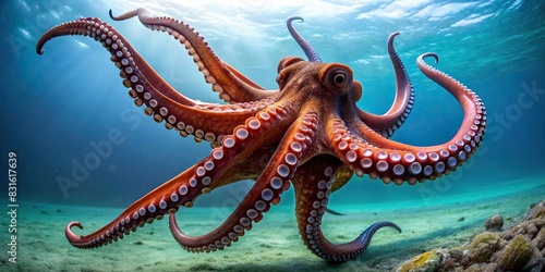 Giant Pacific octopus isolated on background photo