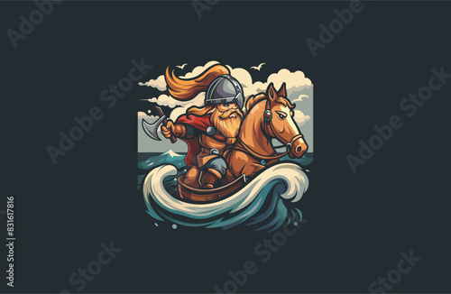  Horseman logo design template vector illustration