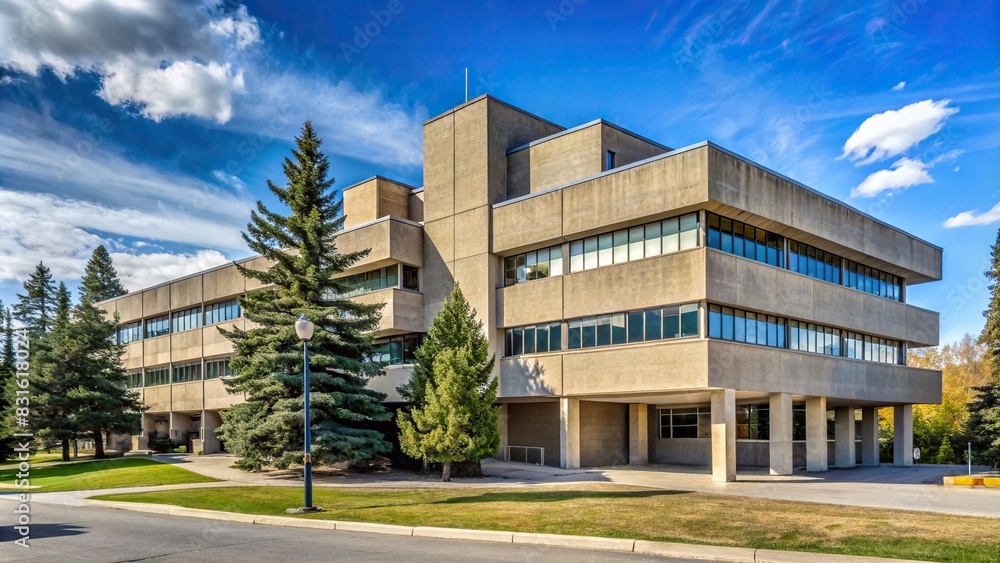 Description Brutalist building formerly occupied by Calgary Catholic School Board, now housing health clinic and college facilities
