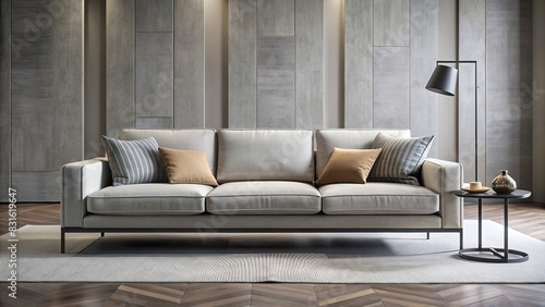 Minimalistic and modern sofa design with clean lines and geometric shapes