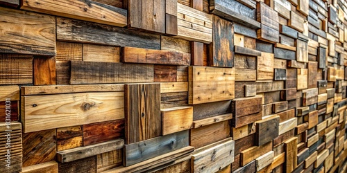 Close up of intricate and detailed reclaimed wood wall paneling design photo