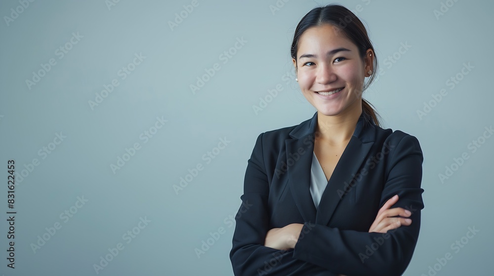 Isolated portrait of smiling business woman with crossed arms : Generative AI Isolated portrait of smiling business woman with crossed arms : Generative AI