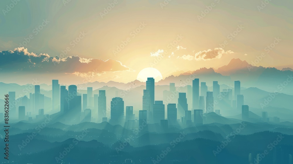 Fototapeta premium City and mountain background concept. State of mind