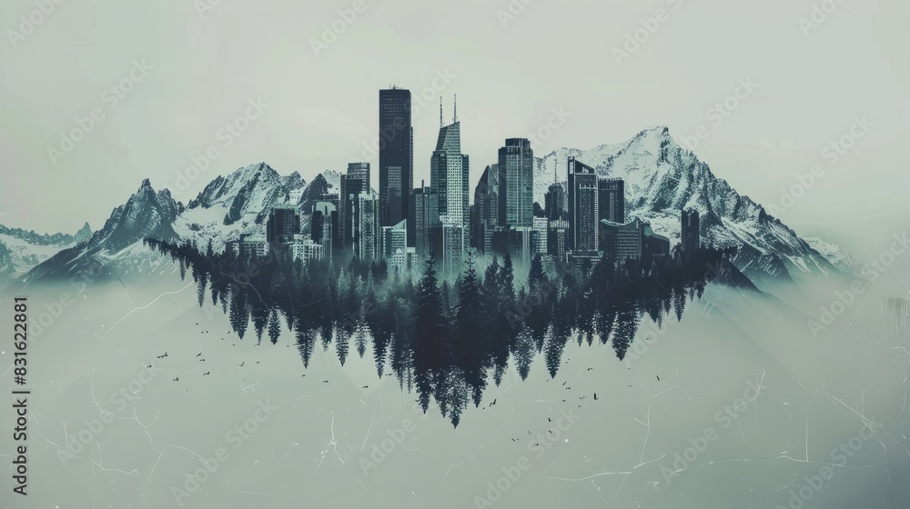 Fototapeta premium City and mountain background concept. State of mind