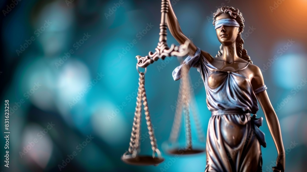 A statue of a woman holding a blindfolded scale, Themis or Lady Justice concept A statue of a woman holding a blindfolded scale, Themis or Lady Justice concept