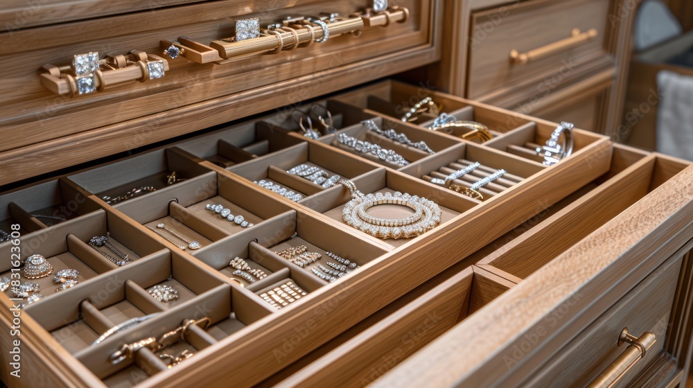 Organized Jewelry Drawer with Dividers and Compartments Organized Jewelry Drawer with Dividers and Compartments
