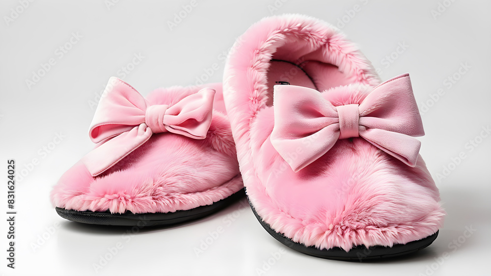 Pink slipper on a white background, Generative AI Pink slipper on a white background, Generative AI