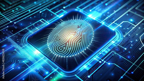 Futuristic design of device authentication with biometric scanner and encryption technology photo