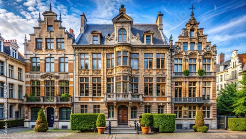 Historical residential house in central Brussels, Belgium photo
