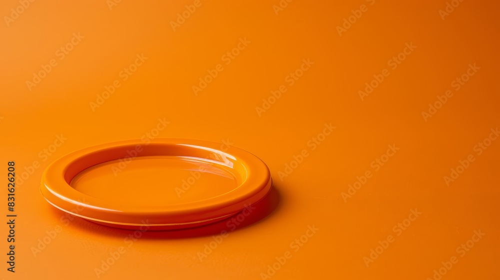 A single frisbee on a solid color backdrop with copy space A single frisbee on a solid color backdrop with copy space