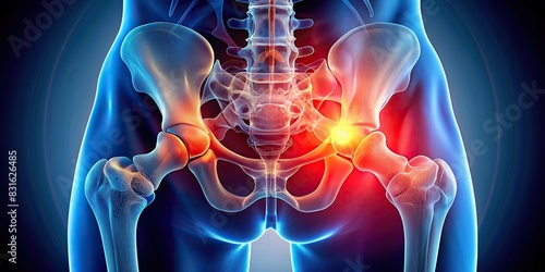 Close-up image of a hip experiencing pain, highlighting medical awareness and treatment