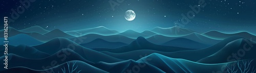 Ramadan Kareem background, elegant arabesque patterns, moonlight scene photo
