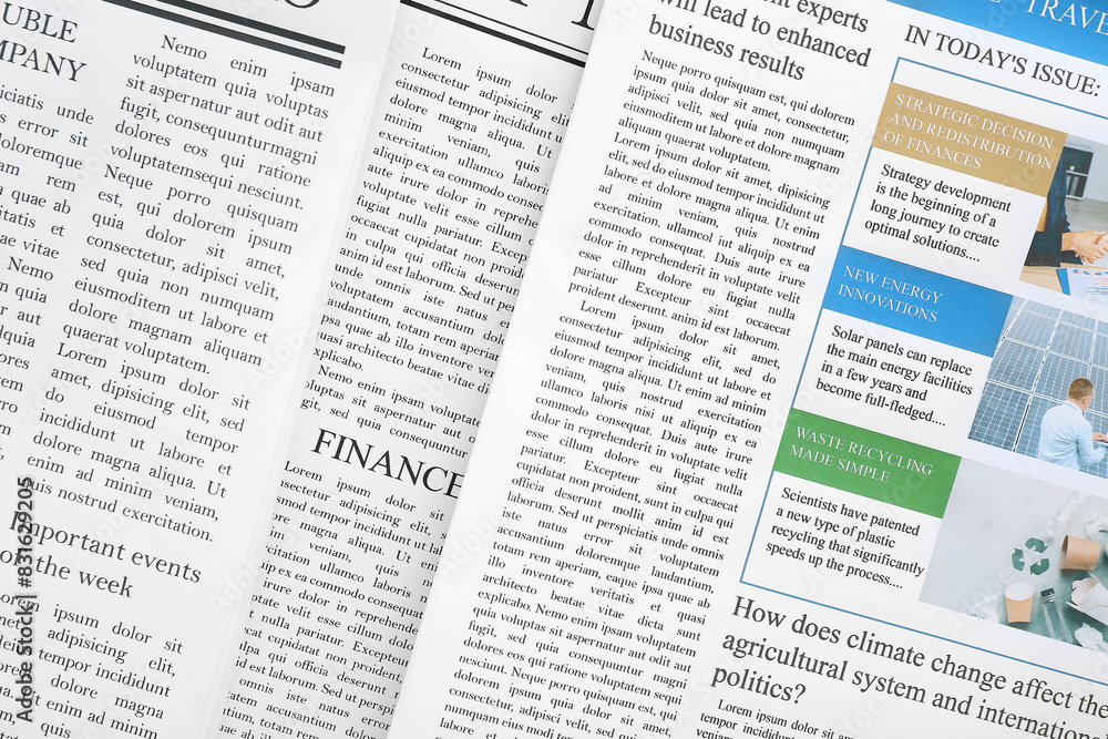 Obraz premium Different newspapers as background, closeup