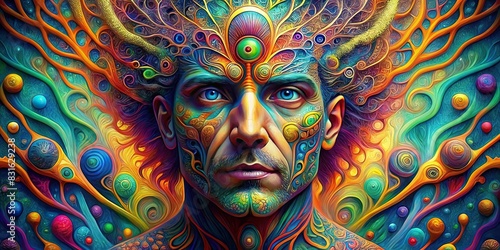 Colorful of a complex and intriguing representation of the schizophrenic mind photo