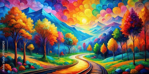 Vibrant abstract artwork reflecting a colorful journey photo