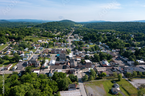 Aerial View of Hancock Maryland and the Forest and Mountains Near the Potomac River