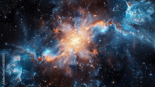 a large star cluster in the constellation with a bright blue center