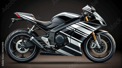 Minimalistic design of black racing stripes for motorcycle modification