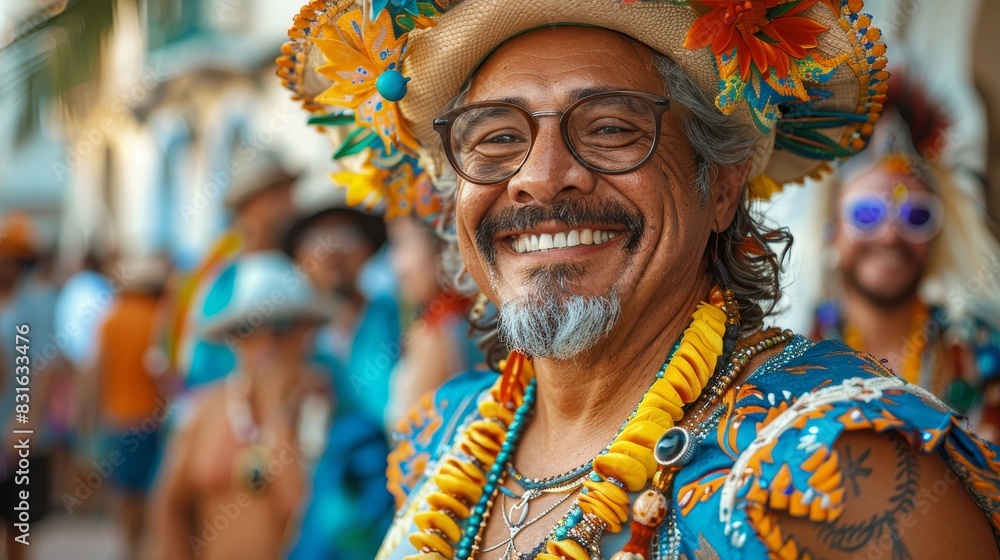 a man with a hat and glasses smiling for the camera