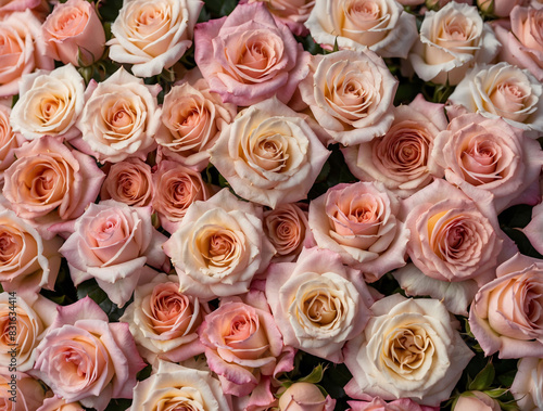 Beautiful Pink Roses in Different Shades in Spring Season Wall of Pink Roses