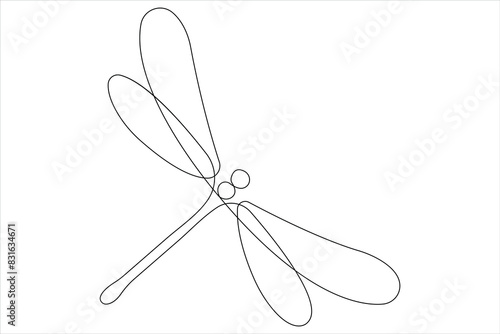  Dragonfly continuous one line art drawing of outline vector illustration