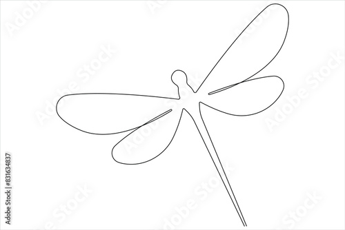  Dragonfly continuous one line art drawing of outline vector illustration © Shemol