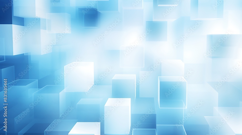 Abstract blue and white background. Geometric space. Gradient cubes Abstract blue and white background. Geometric space. Gradient cubes