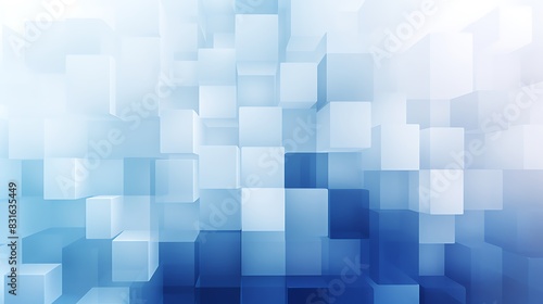 Abstract blue and white background. Geometric space. Gradient cubes