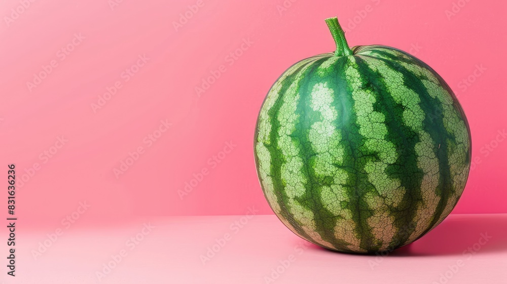 Whole watermelon on pink background Whole watermelon on pink background