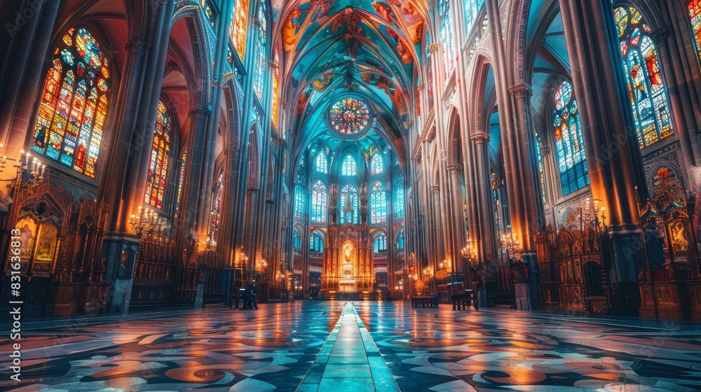 a large cathedral with a large stained glass window a large cathedral with a large stained glass window