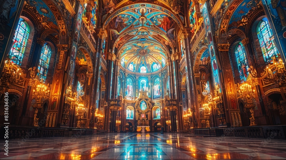 a large cathedral with a lot of windows and a chandelier