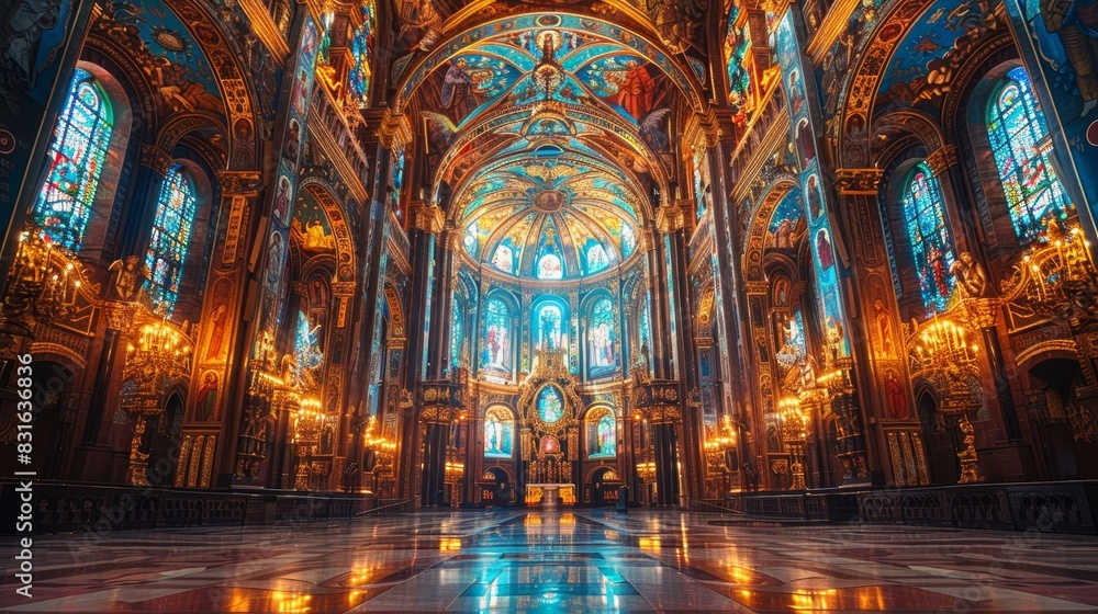 a large cathedral with a lot of windows and a chandelier a large cathedral with a lot of windows and a chandelier