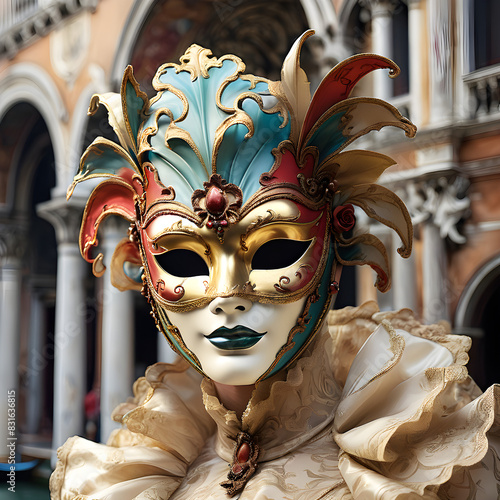 Venetian Mask: Elegant Woman in Art Nouveau Style Character Cosplay