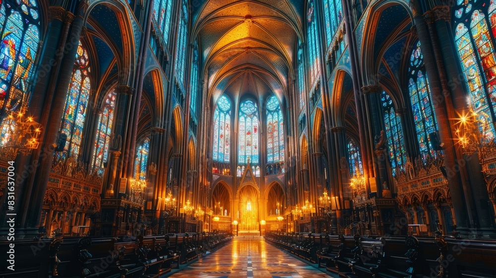 a large cathedral with a lot of windows and a chandelier a large cathedral with a lot of windows and a chandelier