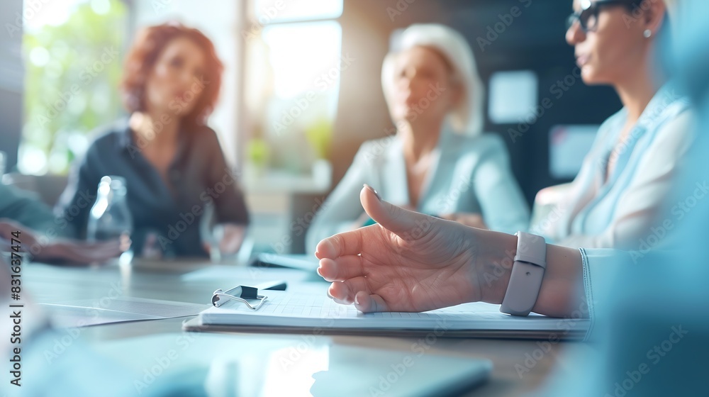 Project manager having a discussion with her team in a meeting Business woman giving a presentation in an office boardroom Team of professionals working together on a project : Generative AI Project manager having a discussion with her team in a meeting Business woman giving a presentation in an office boardroom Team of professionals working together on a project : Generative AI