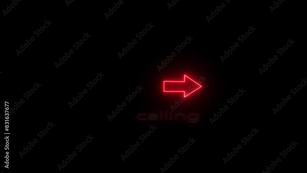 Abstract neon calling icon technology animation on black background. Abstract neon calling icon technology animation on black background.