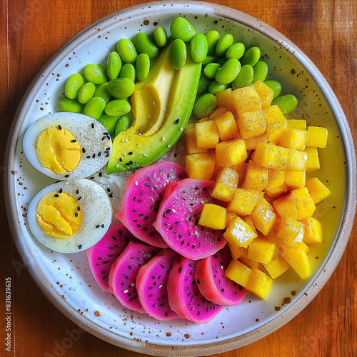 Vibrant Healthy Plate: A Composition of Colors and Textures photo