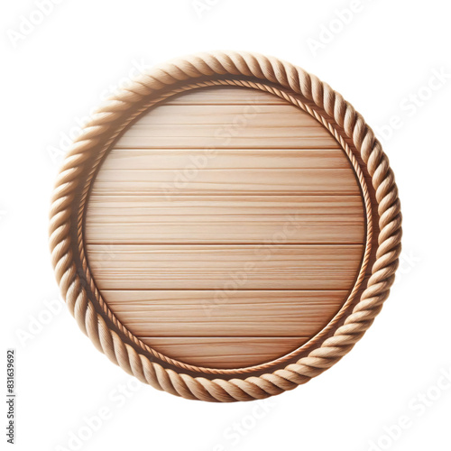Fototapeta Naklejka Na Ścianę i Meble -  Round circular wooden rope text base 3d 2d element for composition