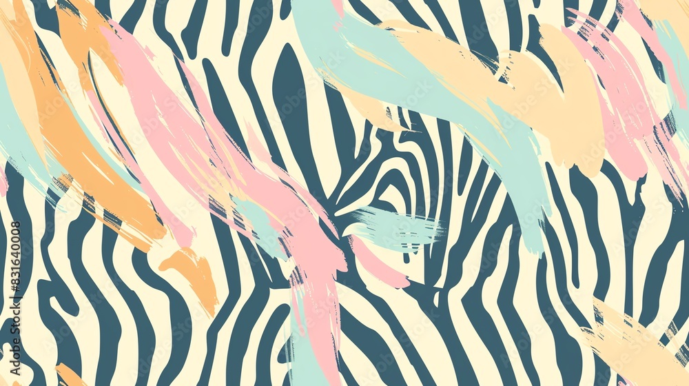 Fototapeta premium seamless pattern pastel colors hand-drawn zebra stripes