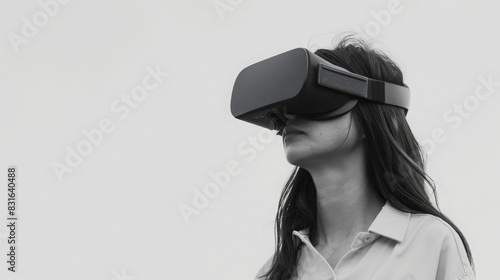 Experiencing Virtual Reality: Immersive Technology Adventure with Headset and Interactive Simulation. Futuristic Digital Entertainment and Innovative VR Experience.
