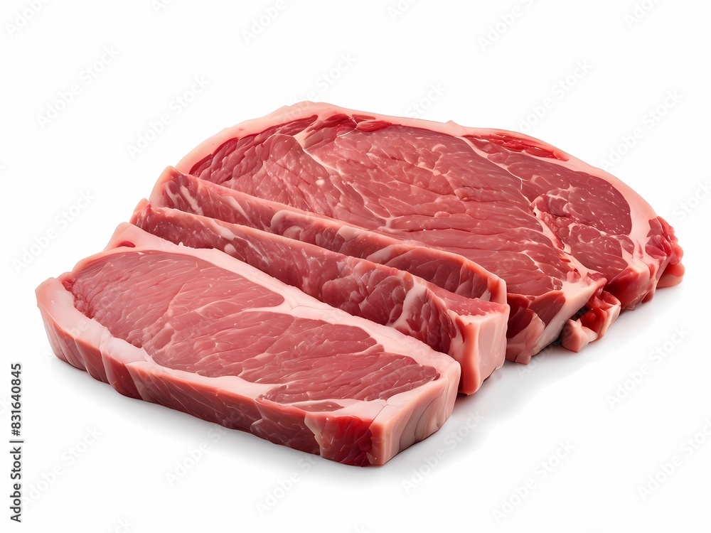 Fresh raw beef isolated on a white background, delicious red steak meat 