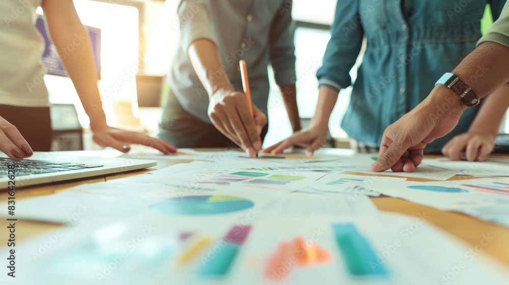 Business brainstorm, paper document chart analysis Business brainstorm, paper document chart analysis