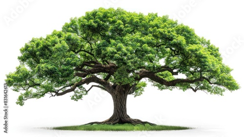 Isolated Big Tree with Lush Green Leaves on White Background