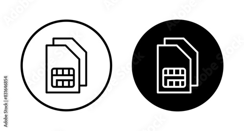 Sim card icon vector isolated on white background. Mobile slot icon. Mobile cellular phone sim card chip.