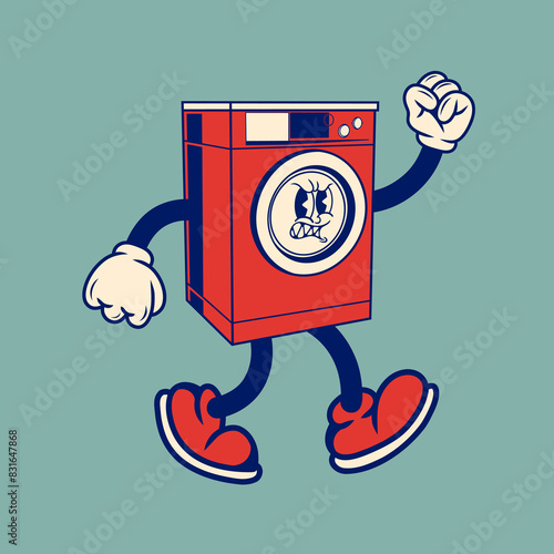 Retro character design of washing machine