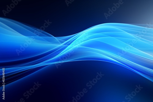 Abstract glowing blue wave design with smooth curves and blended colors, perfect for backgrounds or wallpapers.
