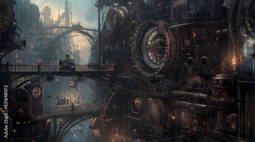 8. Journey through a steampunk realm filled with intricate clockwork machinery and gears of colossal size. © Mr image