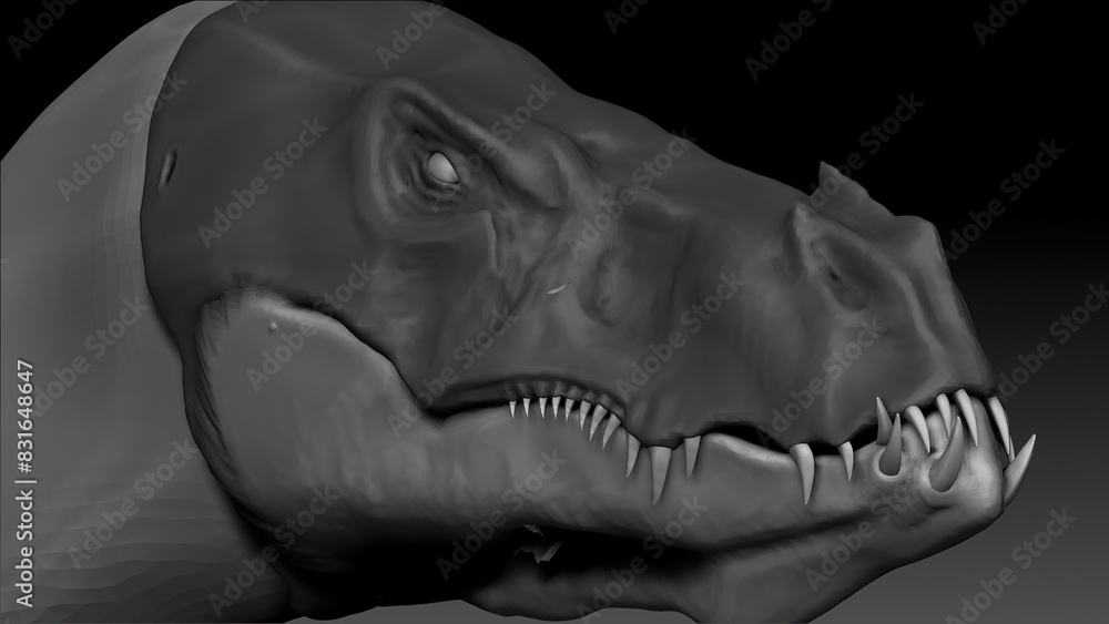 Obraz premium Iron Fire Dragon Sculpting 3d rendering